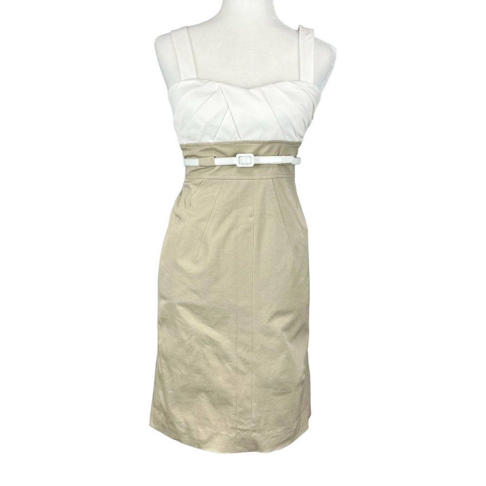 Tahari White and Tan Dress